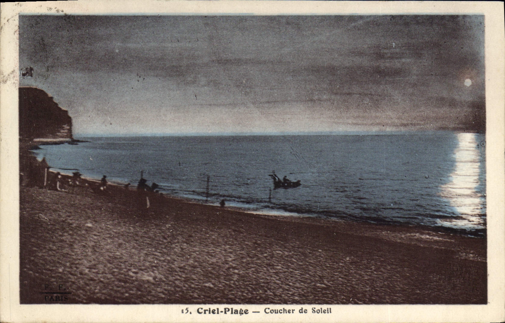 CPA Criel Plage Coucher de Soleil 