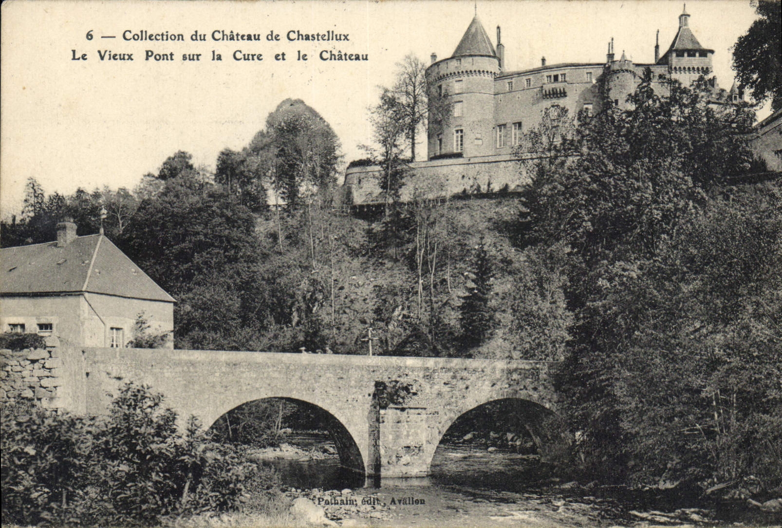 CPA Collection du Chateau de Chastellux Le Vieux Pont sur la Cure et le Chateau 