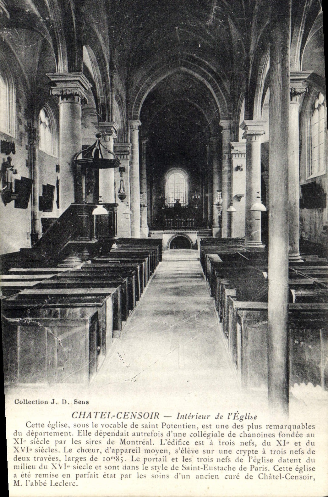 CPA Chatel Censoir Interieur de l'Eglise Cette Eglise sous le Vocable de Saint Potentien
