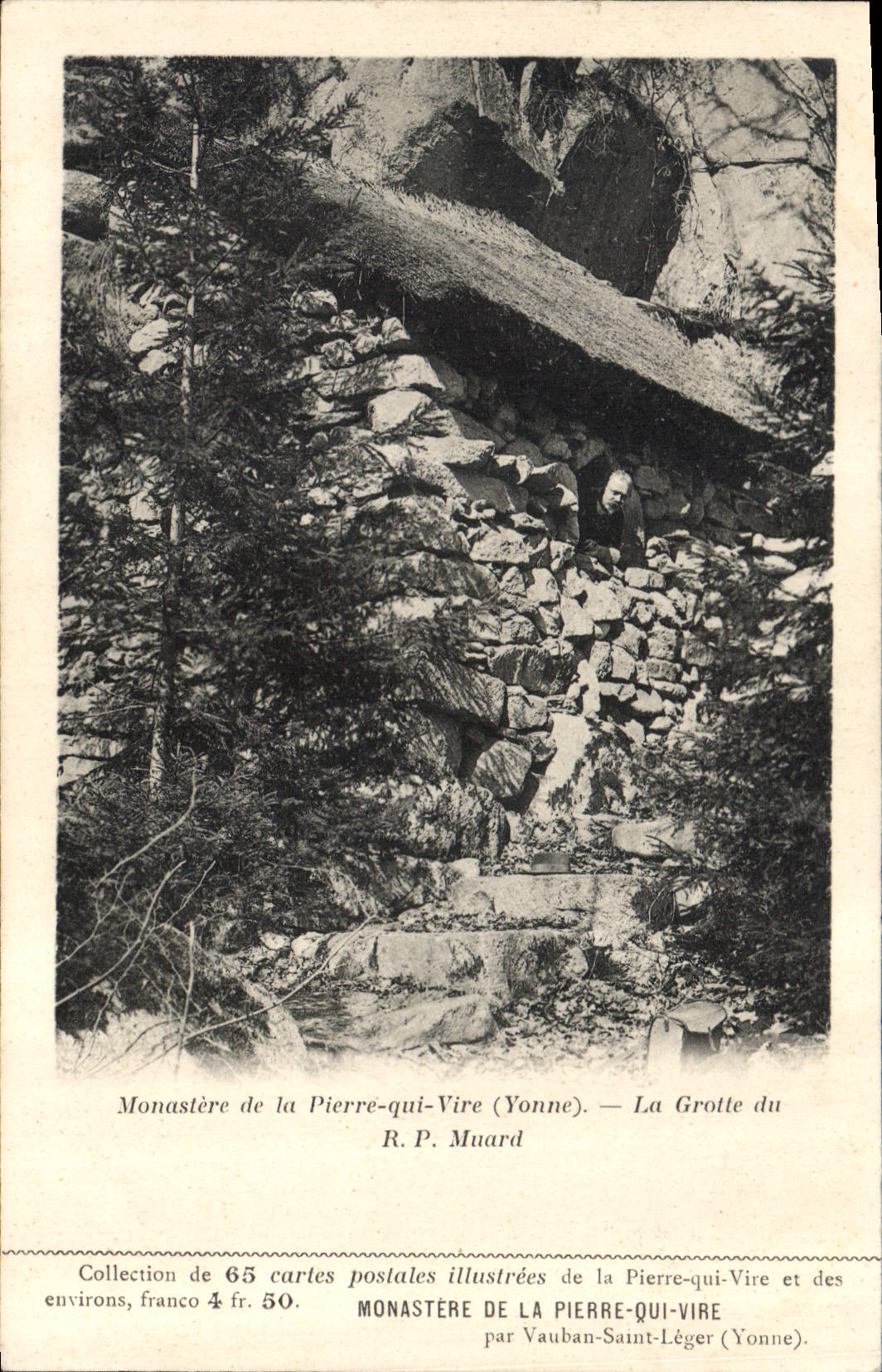 CPA Monastere de la Pierre Qui Vire Yonne la Grotte du R P Muard