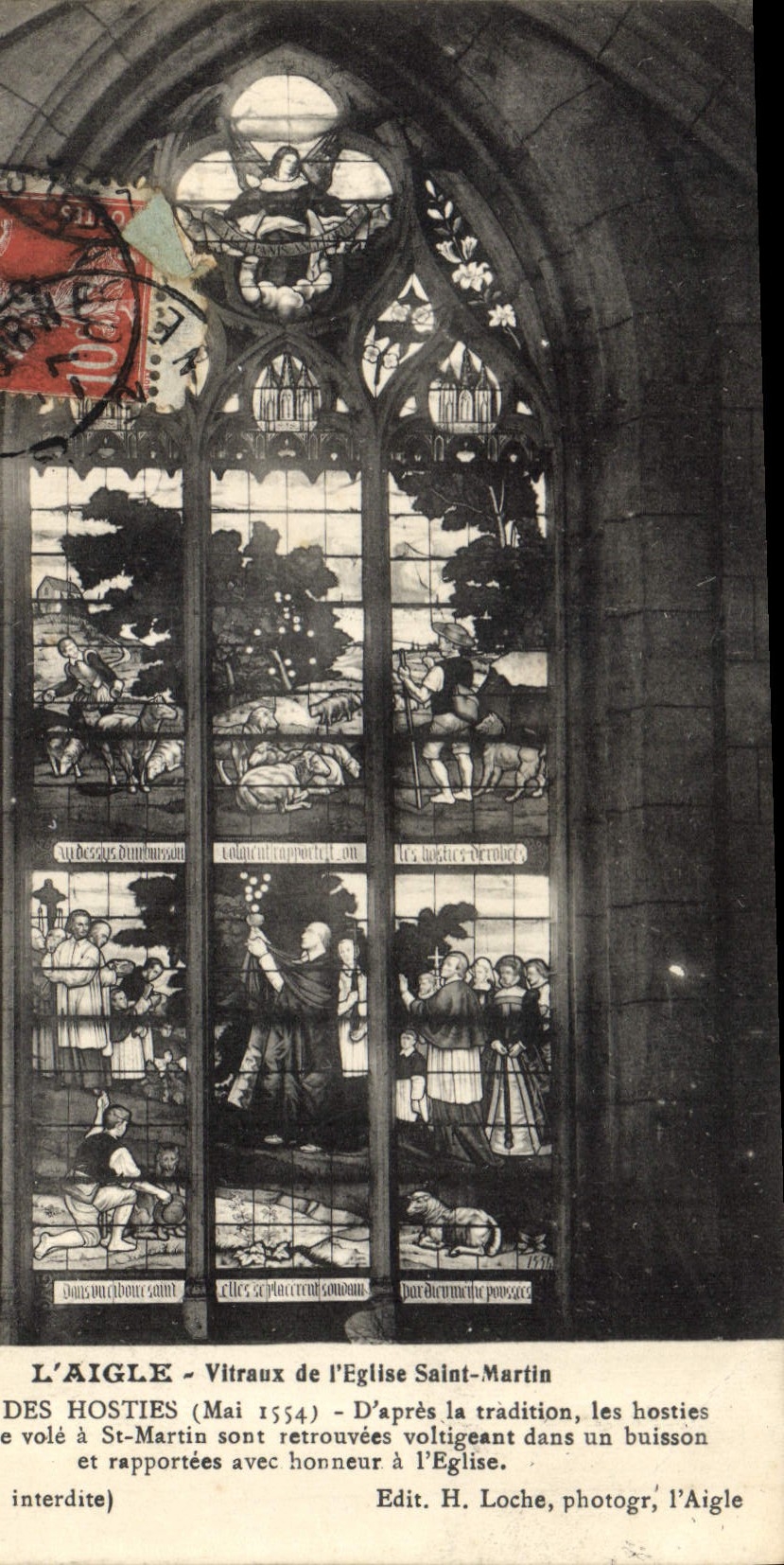 CPA L'Aigle Vitraux de l'eglise Saint Martin des Hosties Mai 1554 d'apres la tradition les hosties e