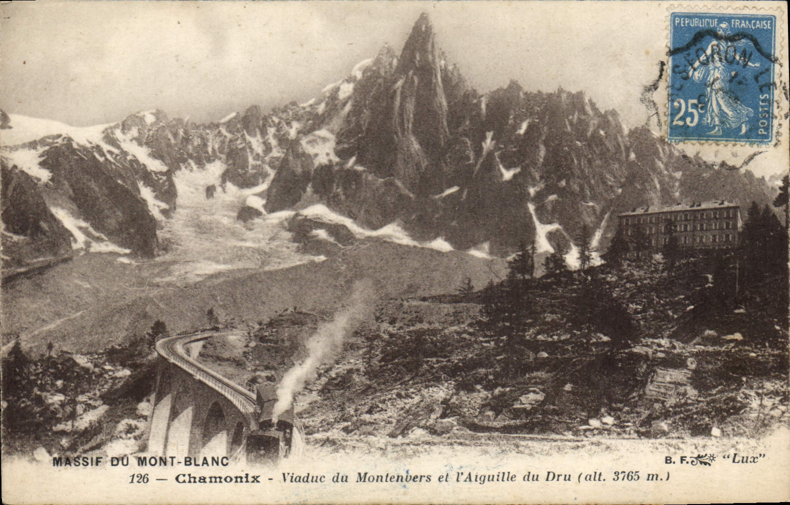 CPA Charmonix Viaduc du Montenbers et l'Aiguille du Dru Train