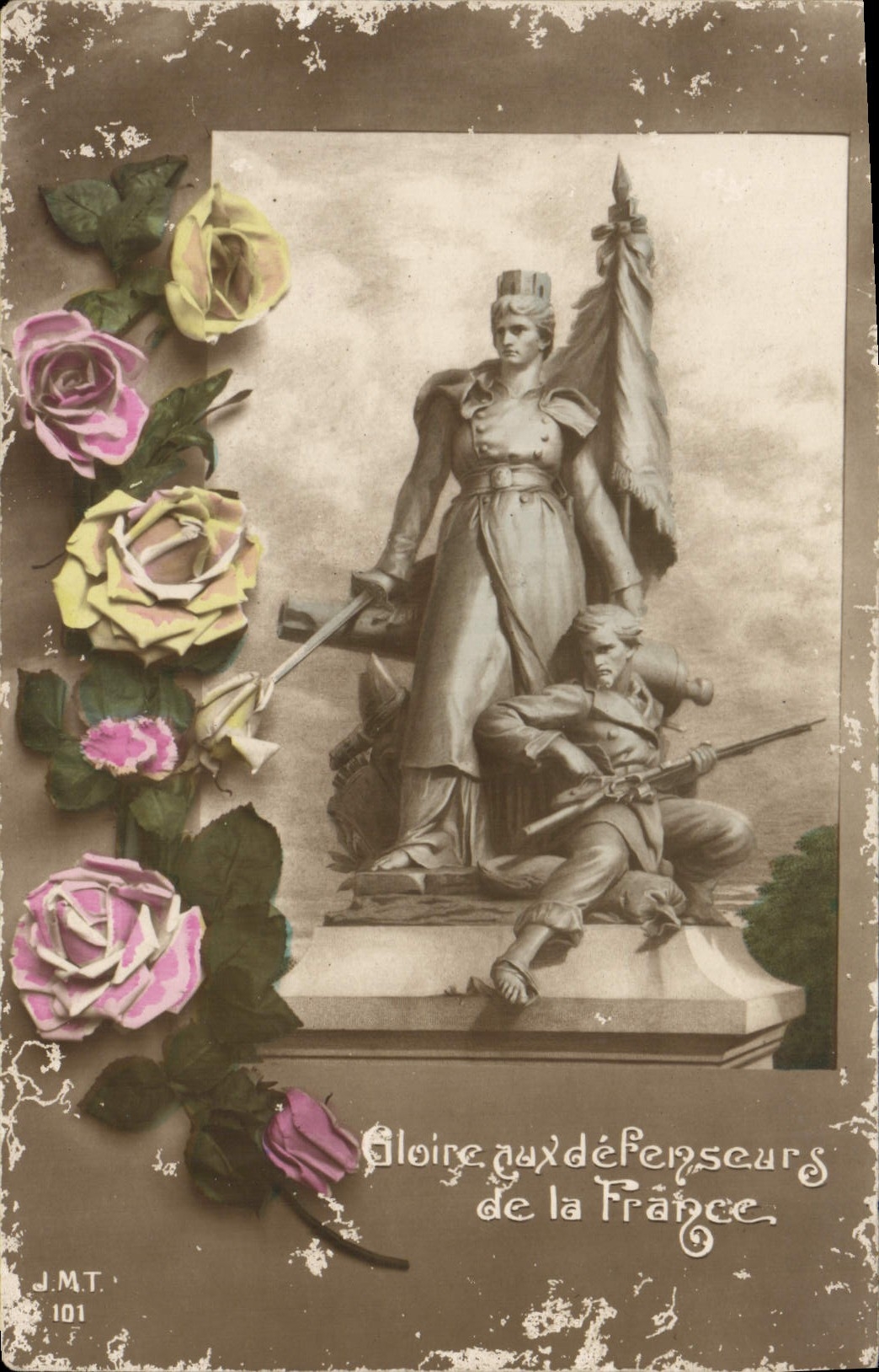 CPA Gloire aux defenseurs de la France Militaria