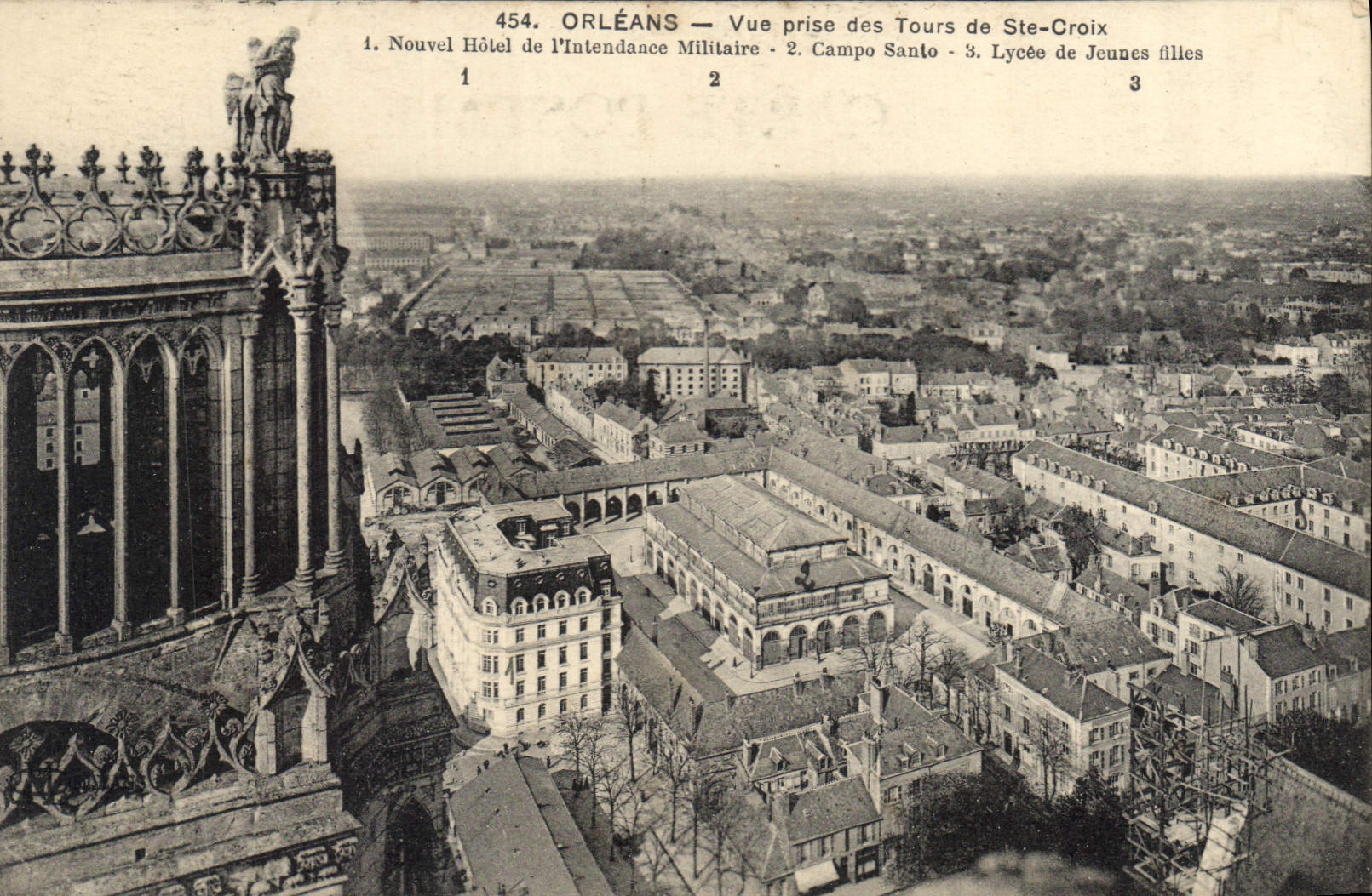 CPA Orleans vue prise des Tours de Ste Croix Nouvel Hotel de l'Intendance Militaire Campo Santo Luyc