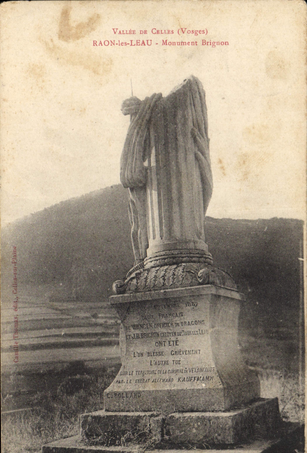 CPA Vallee de Celles Vosges Raon les Leau Monument Brignon 