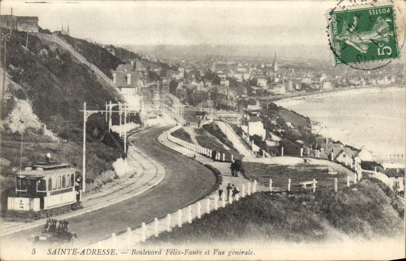 CPA Sainte Adresse Boulevard Felix Faure et Vue generale Tramway