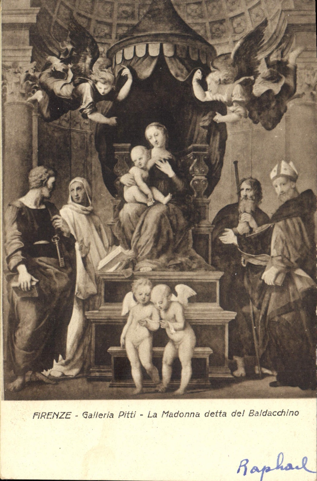 CPA Firenze Galleria Pitti La Madonna detta del Baldachino
