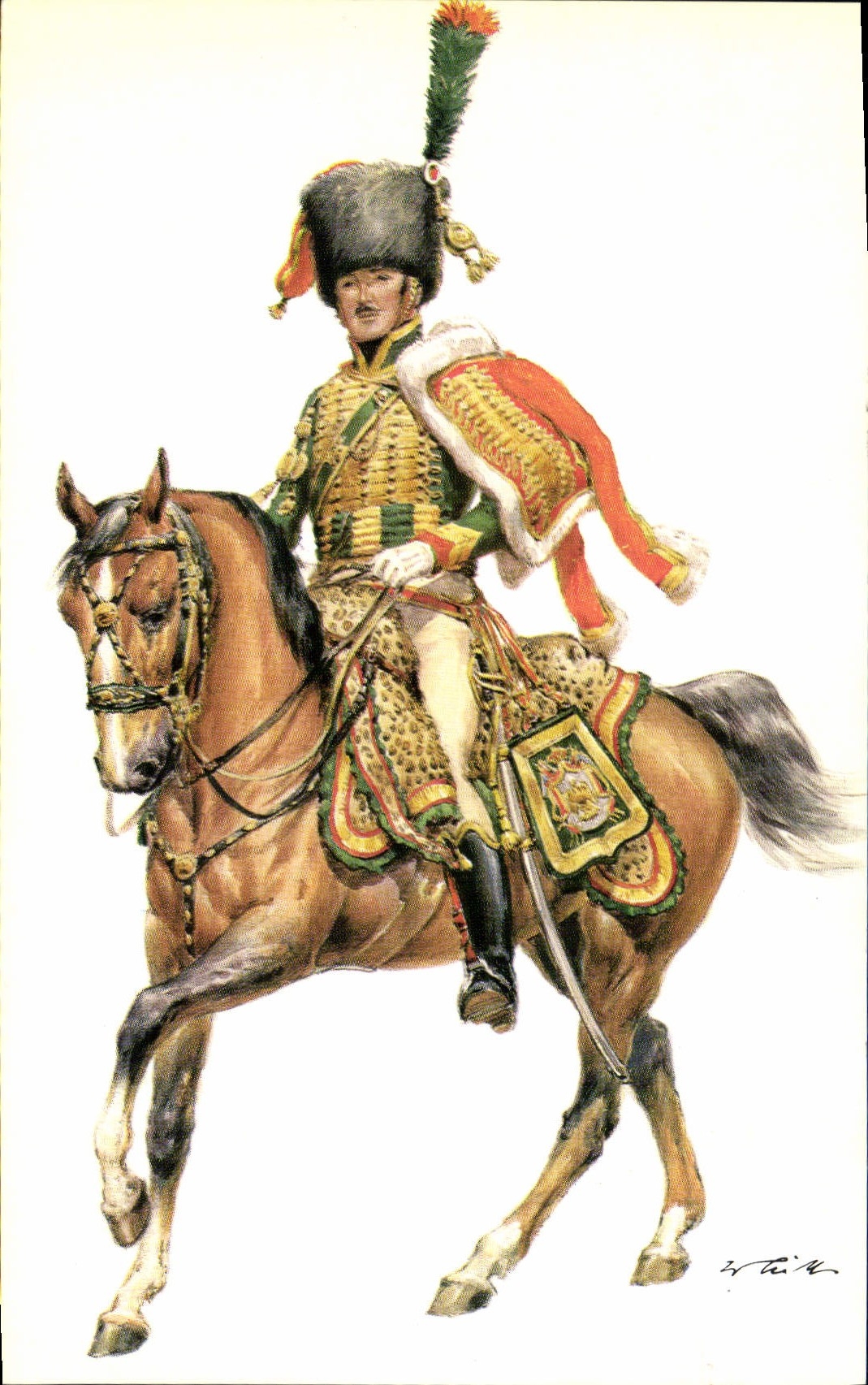 CPA Kaiserreich Frankreich Chasseurs a Cheval de la Garde Leutnant French Empire Militaria