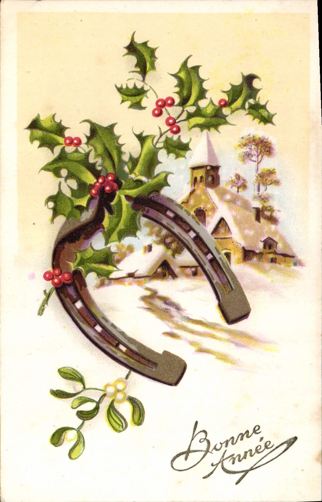 CPA Fantaisie Fleurs Fer a cheval