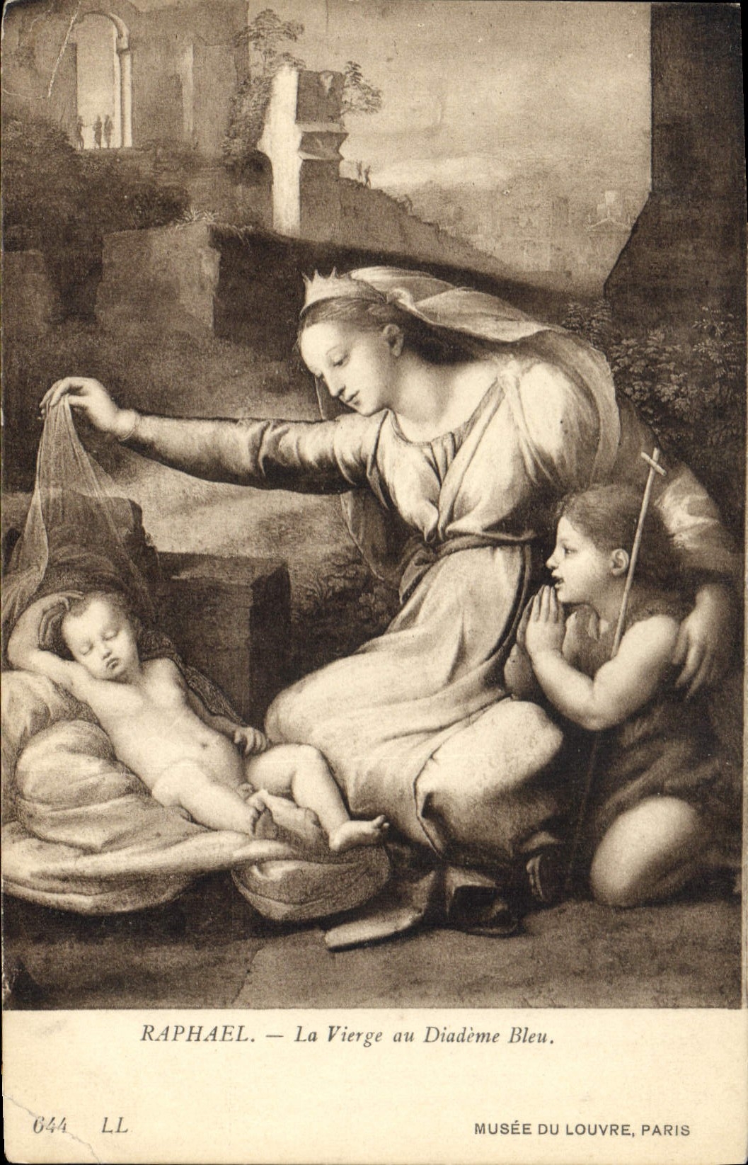 CPA Musee de Louvre Raphael Le Vierge au Diademe Bleu