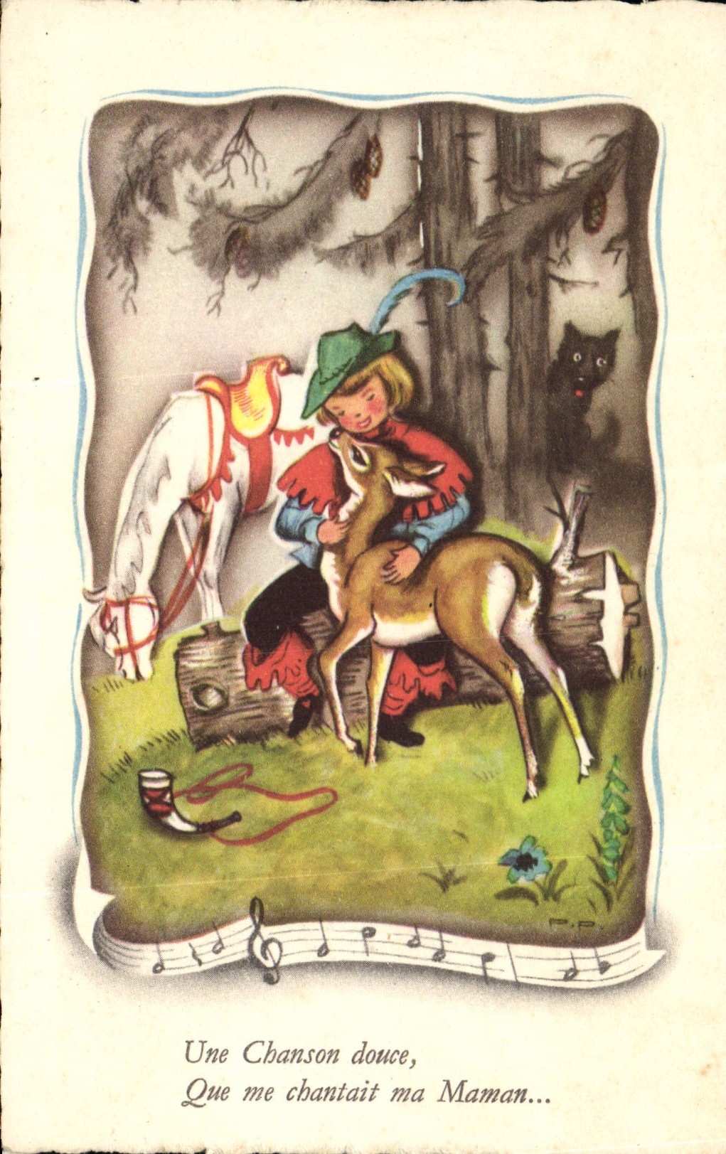 CPA Une chanson douce Loup Biche