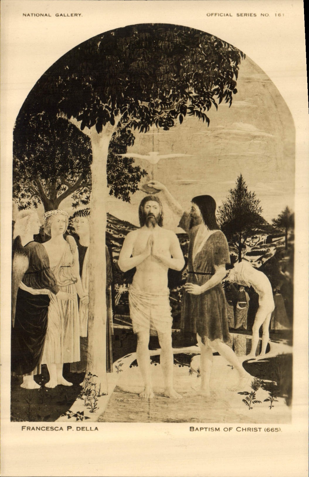 CPA National gallery Francesca P Della Baptism of Christ 