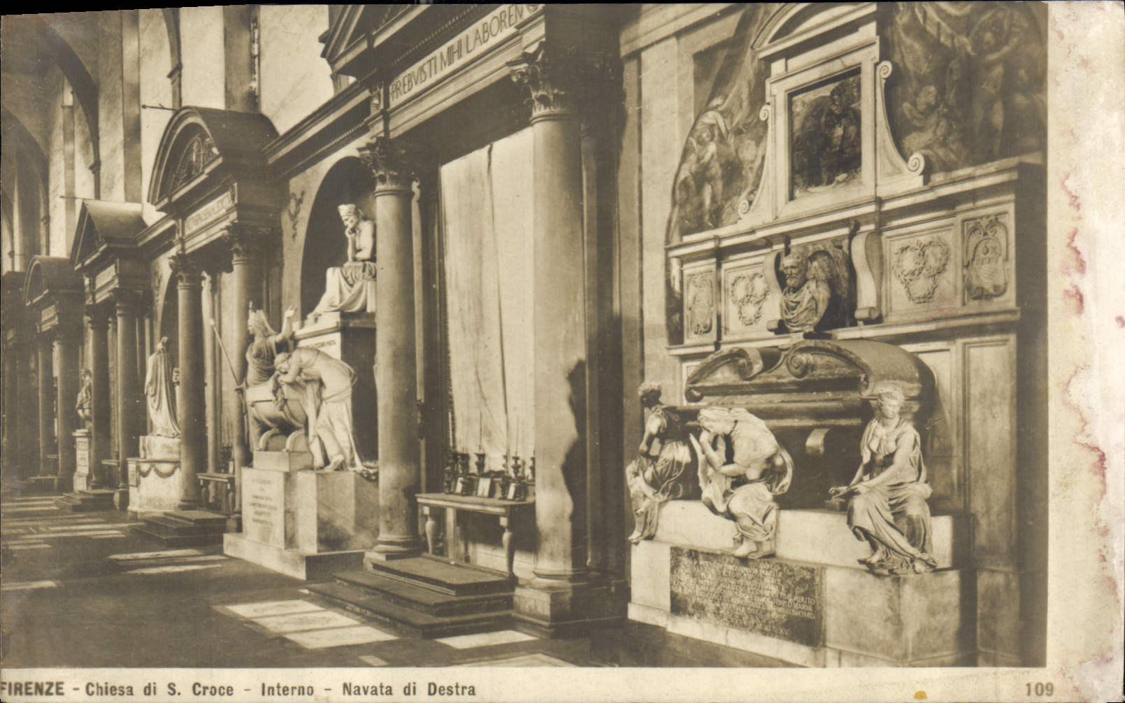 CPA Firenze Chiese di S Croce Interno Navata di Destra 