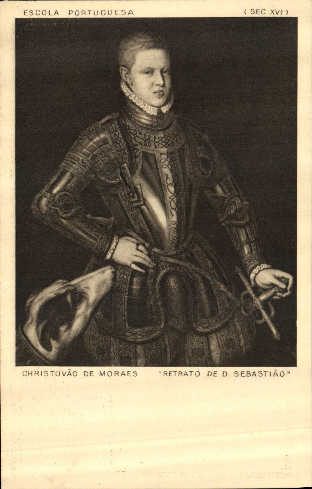 CPA Escola Portuguesa Christovao de Moraes Retrati de D Sebastiao 