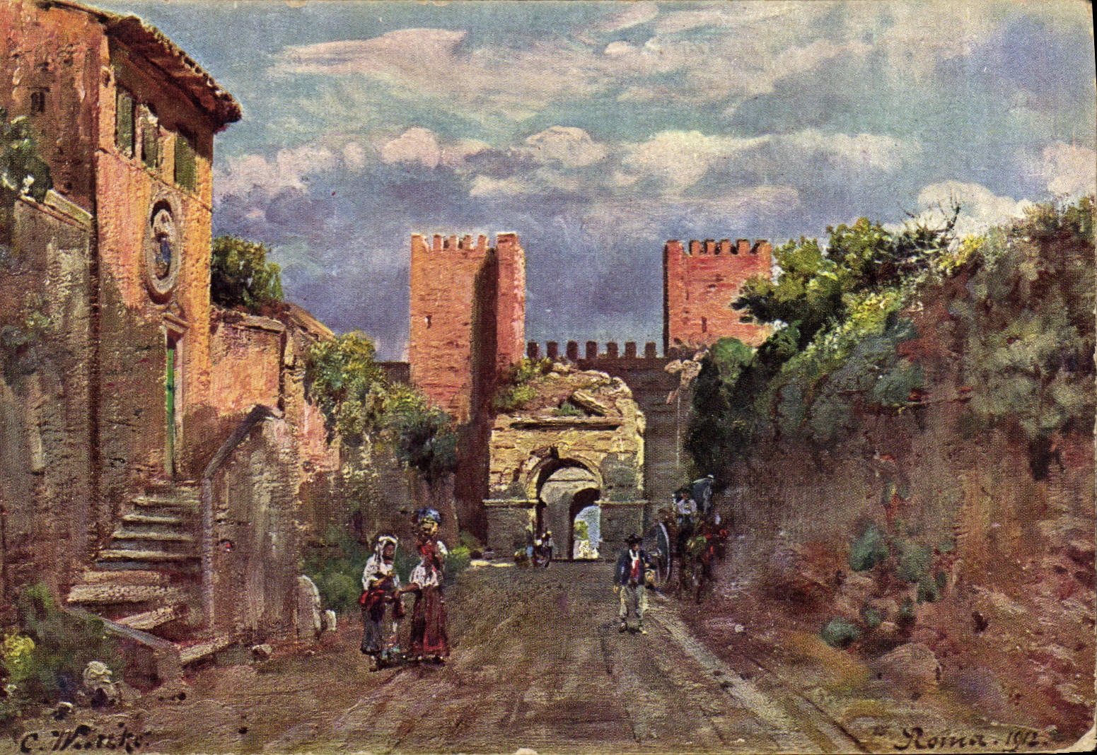 CPA Roma Porta S Sebastiano [prta Appia coll' Arco di Druso 