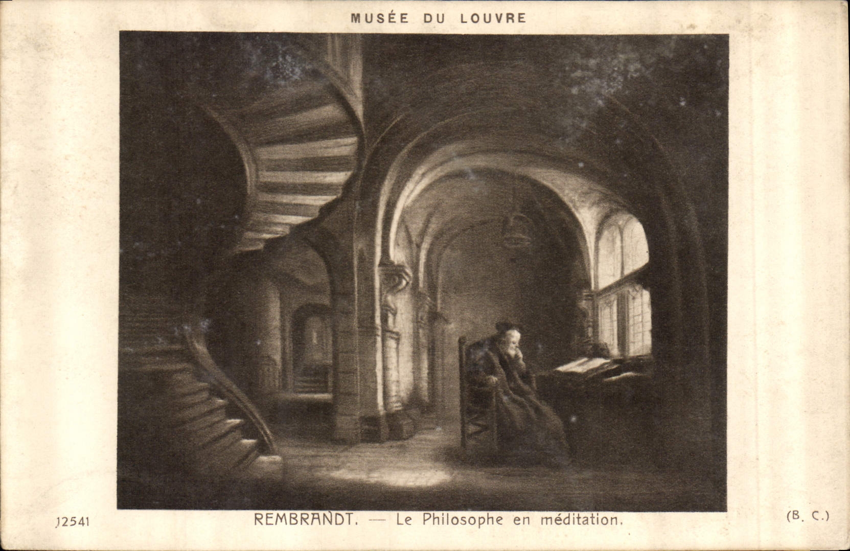 CPA Musee de Louvre Rembrandt Le hilosphe en meditation 