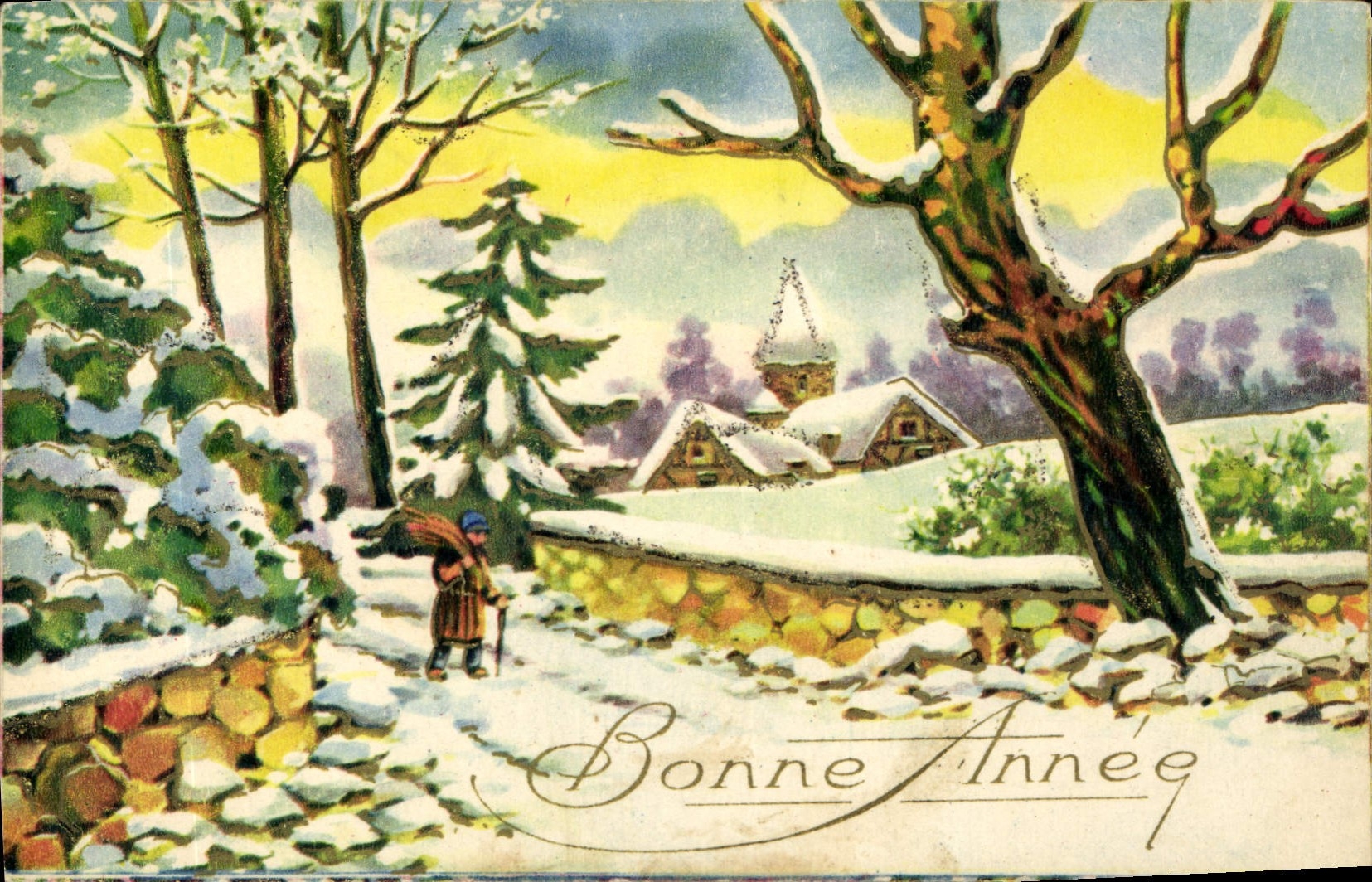 CPA Bonne Annee Fleurs