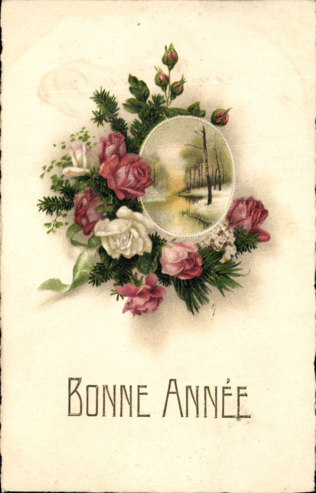 CPA Bonne Annee Fleurs