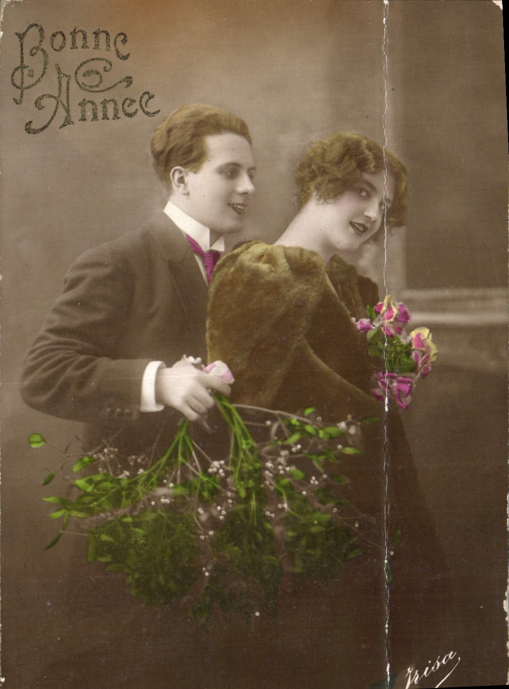 CPA Bonne Annee Femme