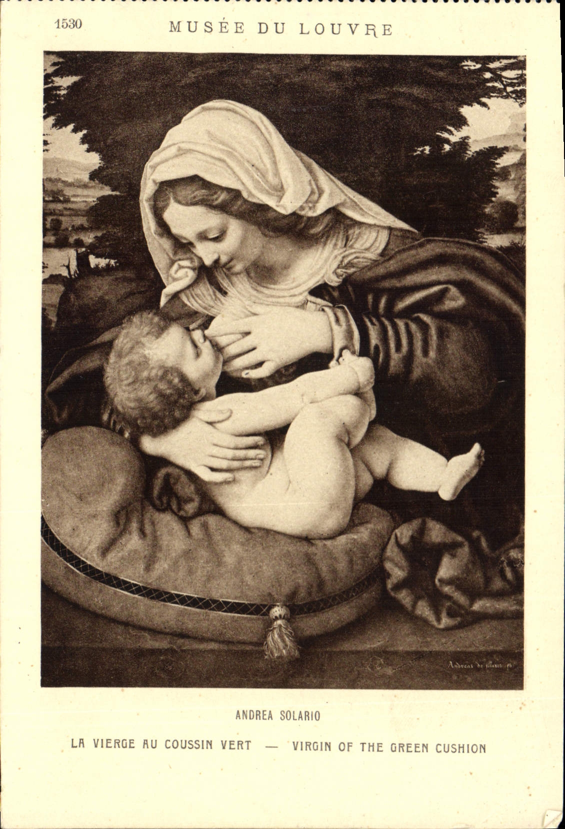 CPA Musee de Louvre Andrea Solario La Vierge au Coussin Vert 