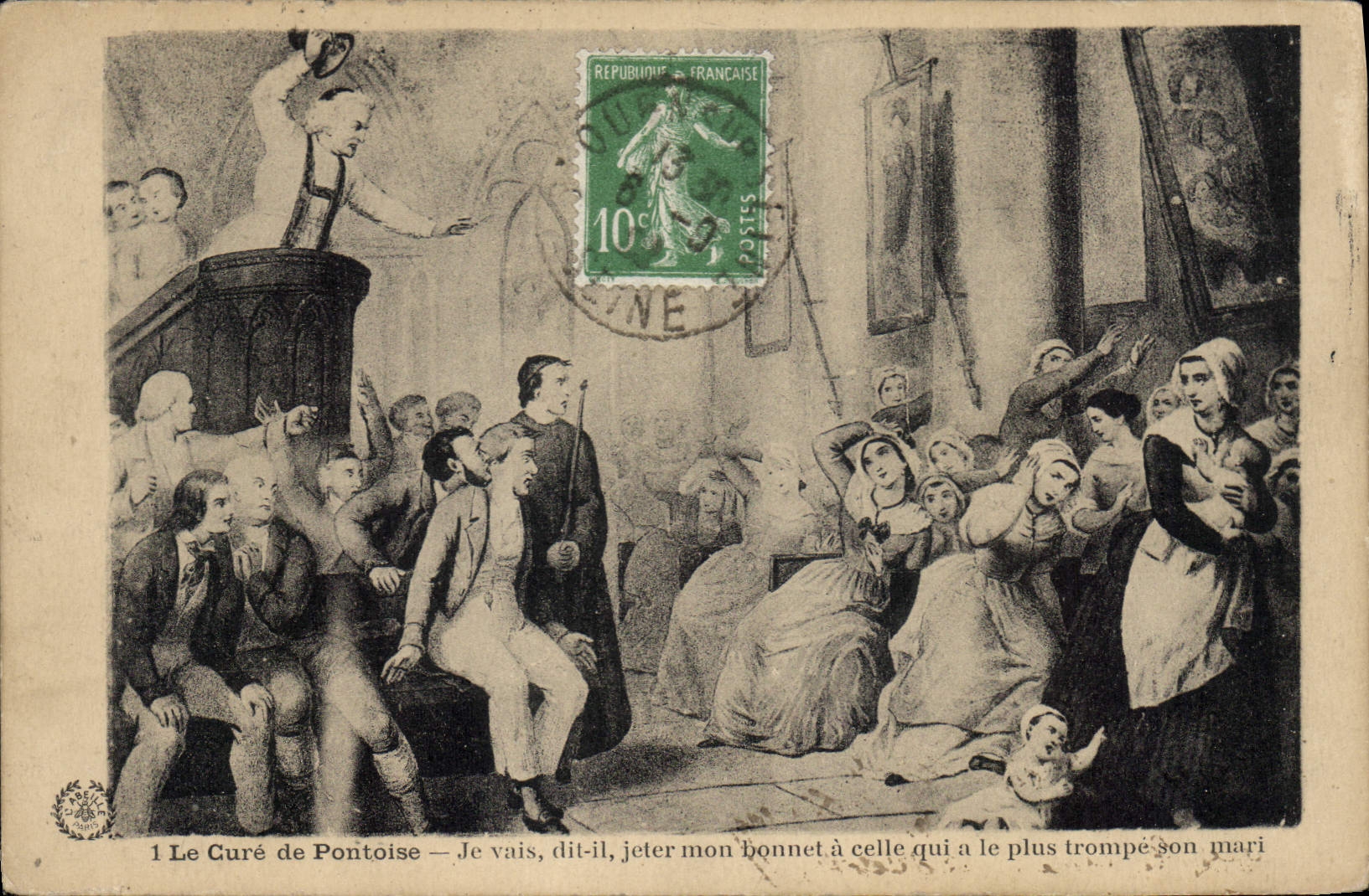 CPA Le Cure de Pontoise Je vais dit il jeter mon bonnet a celle qui a le plus trompeson mari 