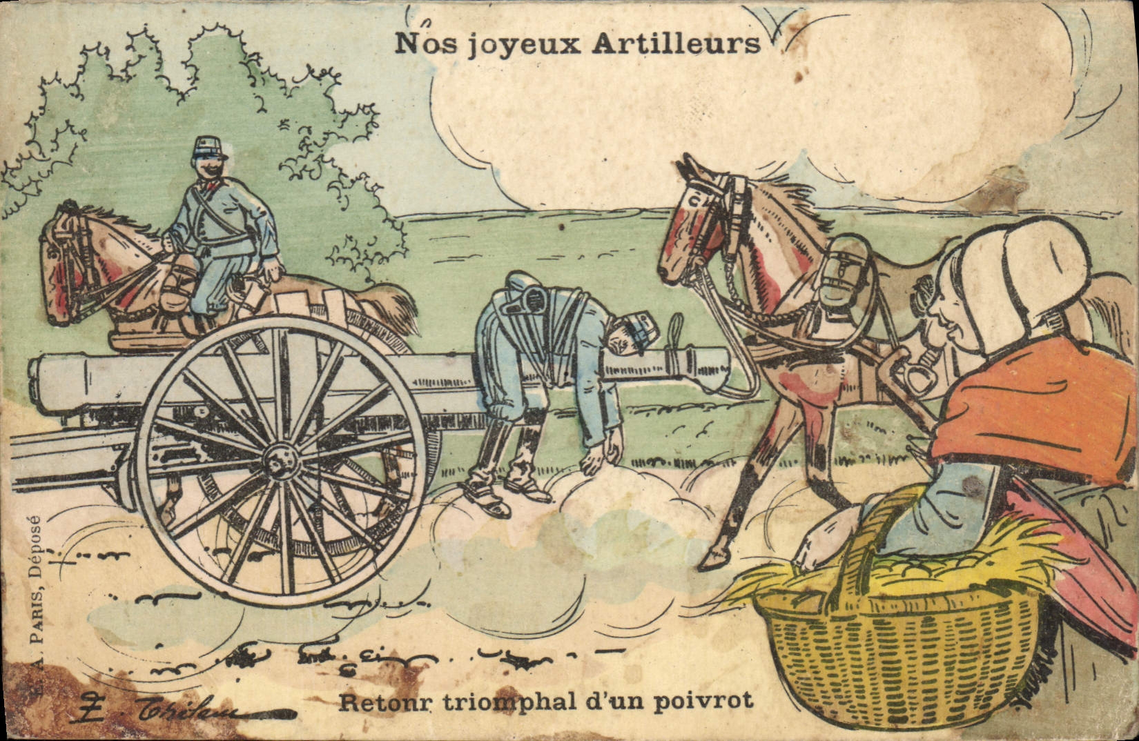 CPA Nos Joyeux Artilleurs Retour Triomphal d'un poivrot 