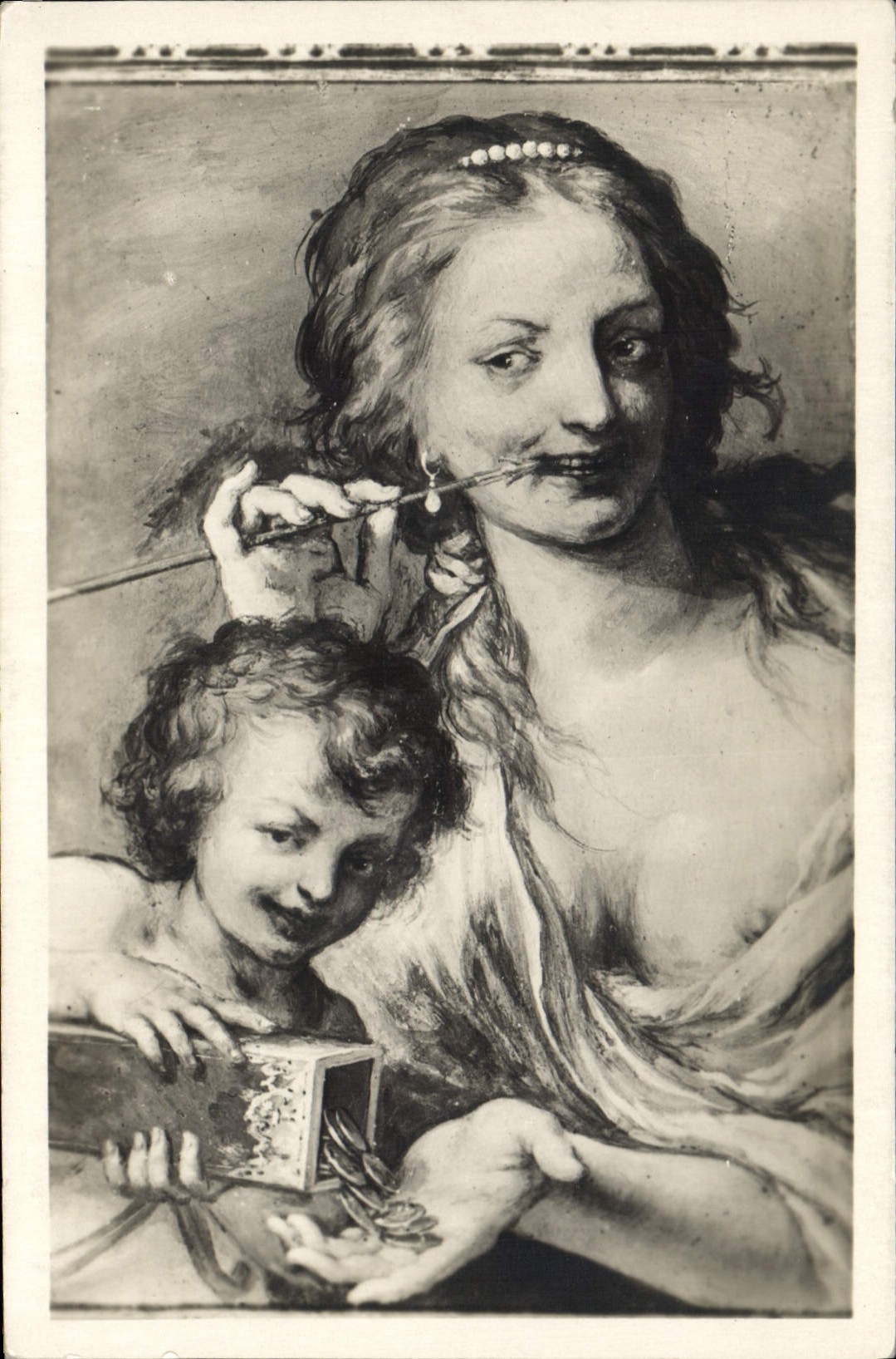 CPA Firenze Galleria Pitti Amore venale Baldassare Franceschini 