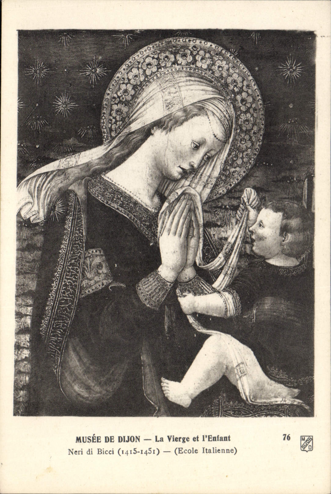 CPA Musee de dijon La Vierge et l'Enfant Neri de Bicci Ecole Etalienne 