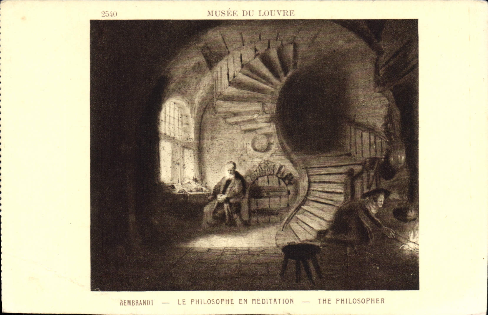CPA Le Philosophe en Meditation Rembrandt Paris Musee du Louvre