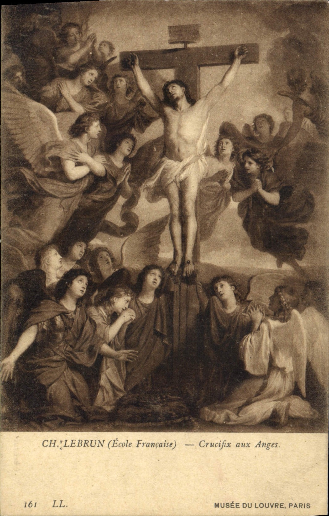 CPA Chalebrun Ecole Francaise Crucifix aux Anges 