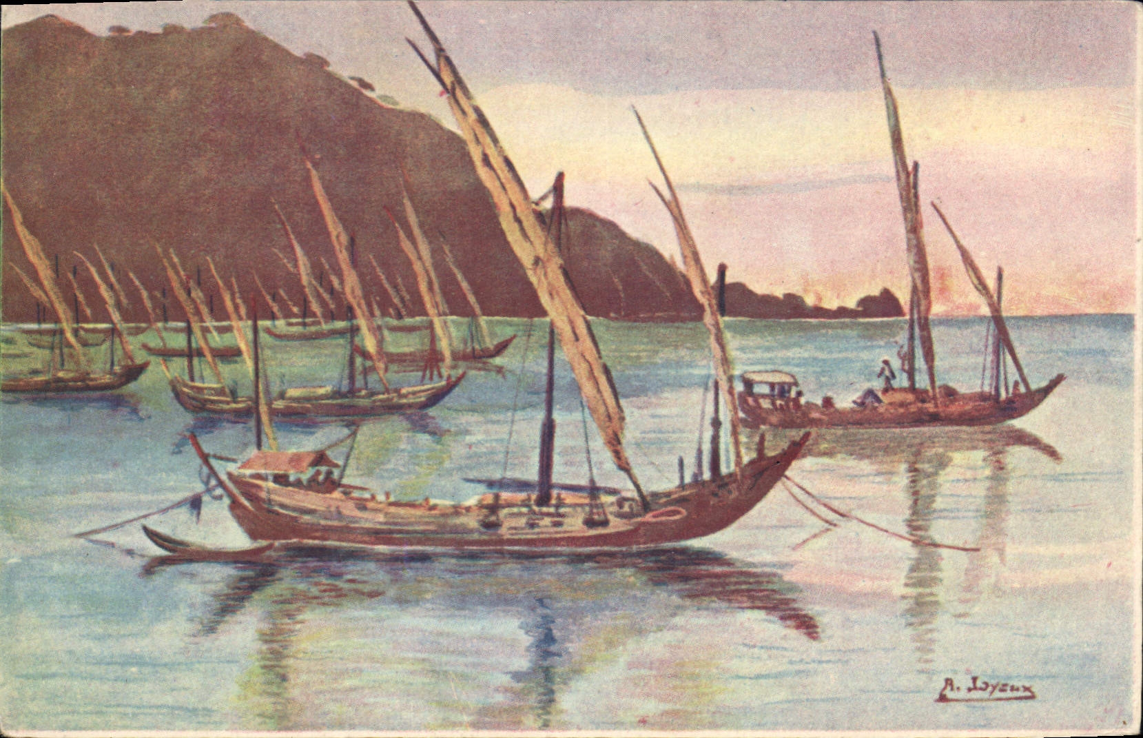 CPA Barques de Peche dans la Baie de Ganray