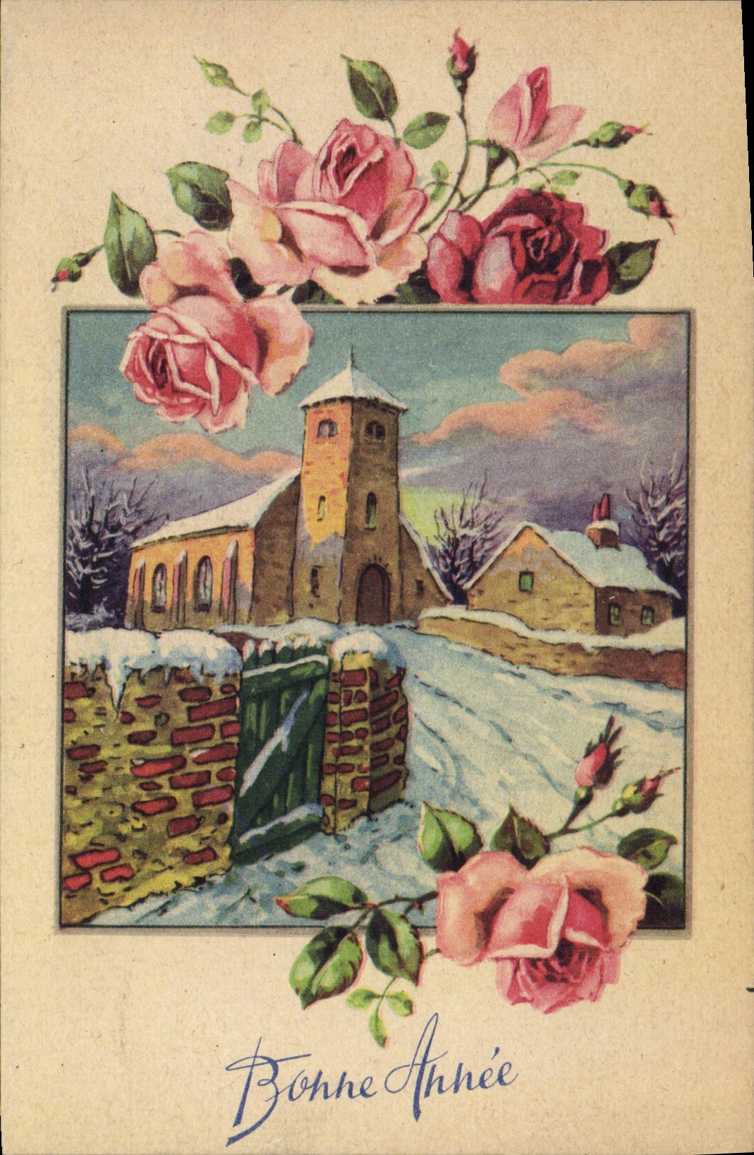 CPA Bonne Annee Fleurs
