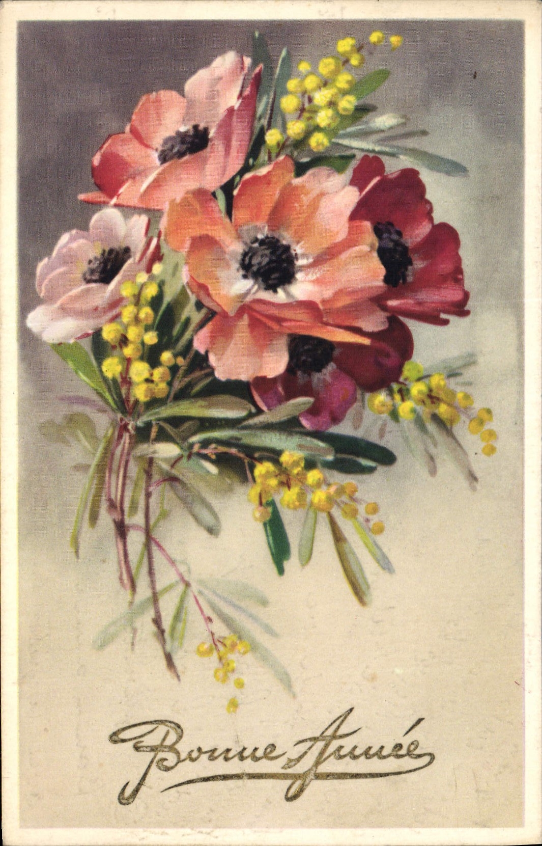CPA Bonne Annee Fleurs