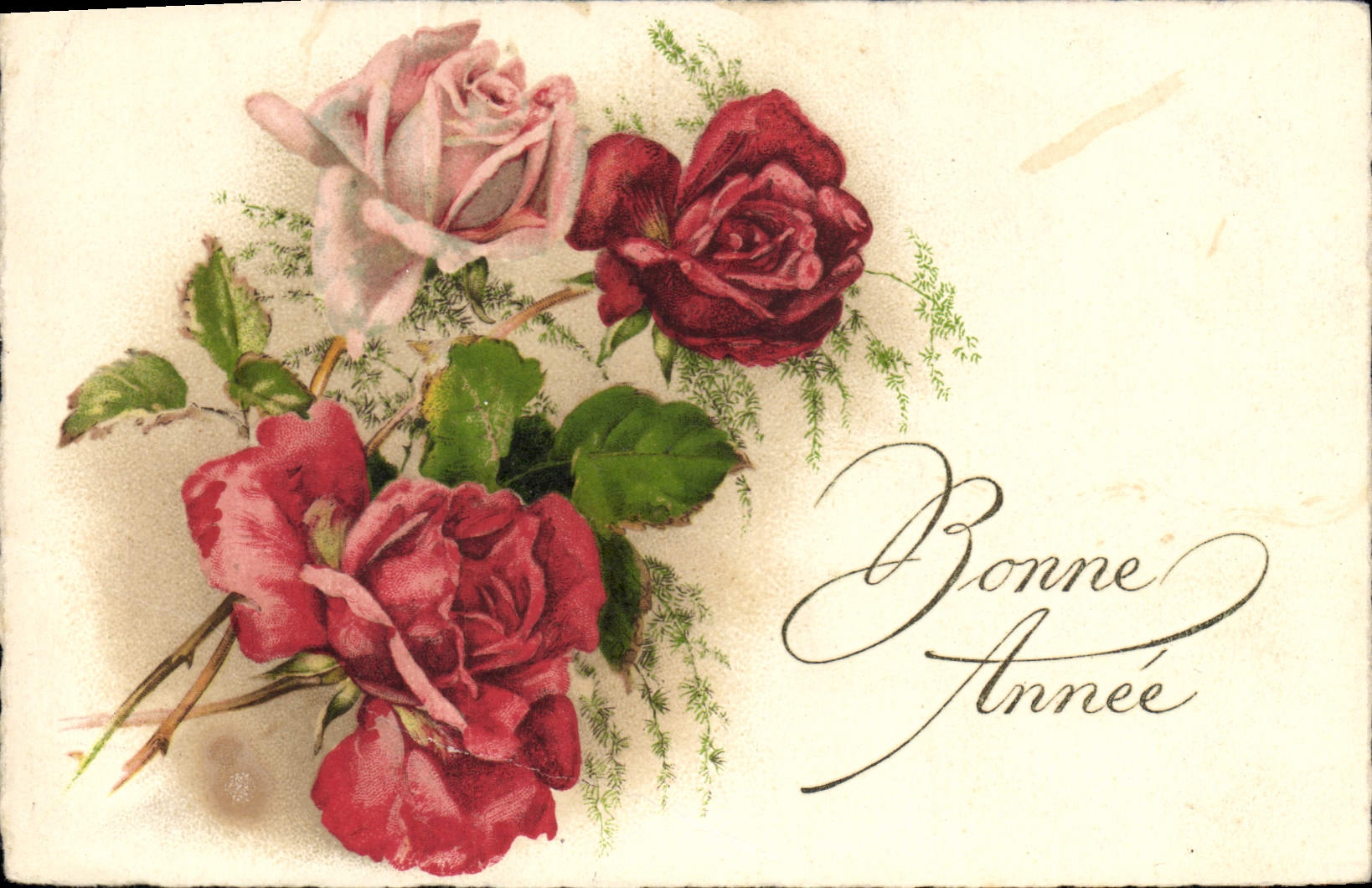 CPA Bonne Annee Fleurs