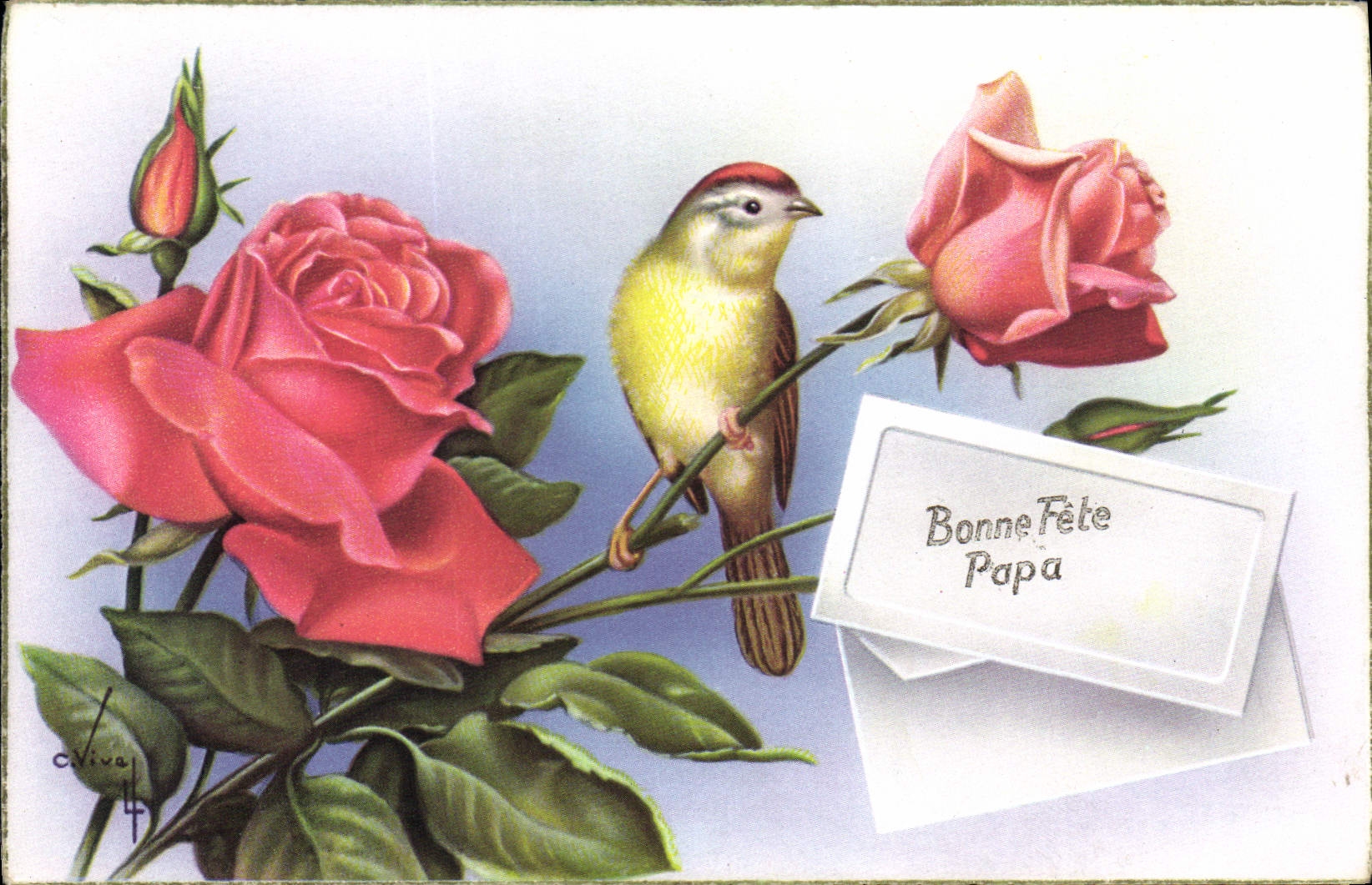 CPA Bonne Fete Papa Fleurs