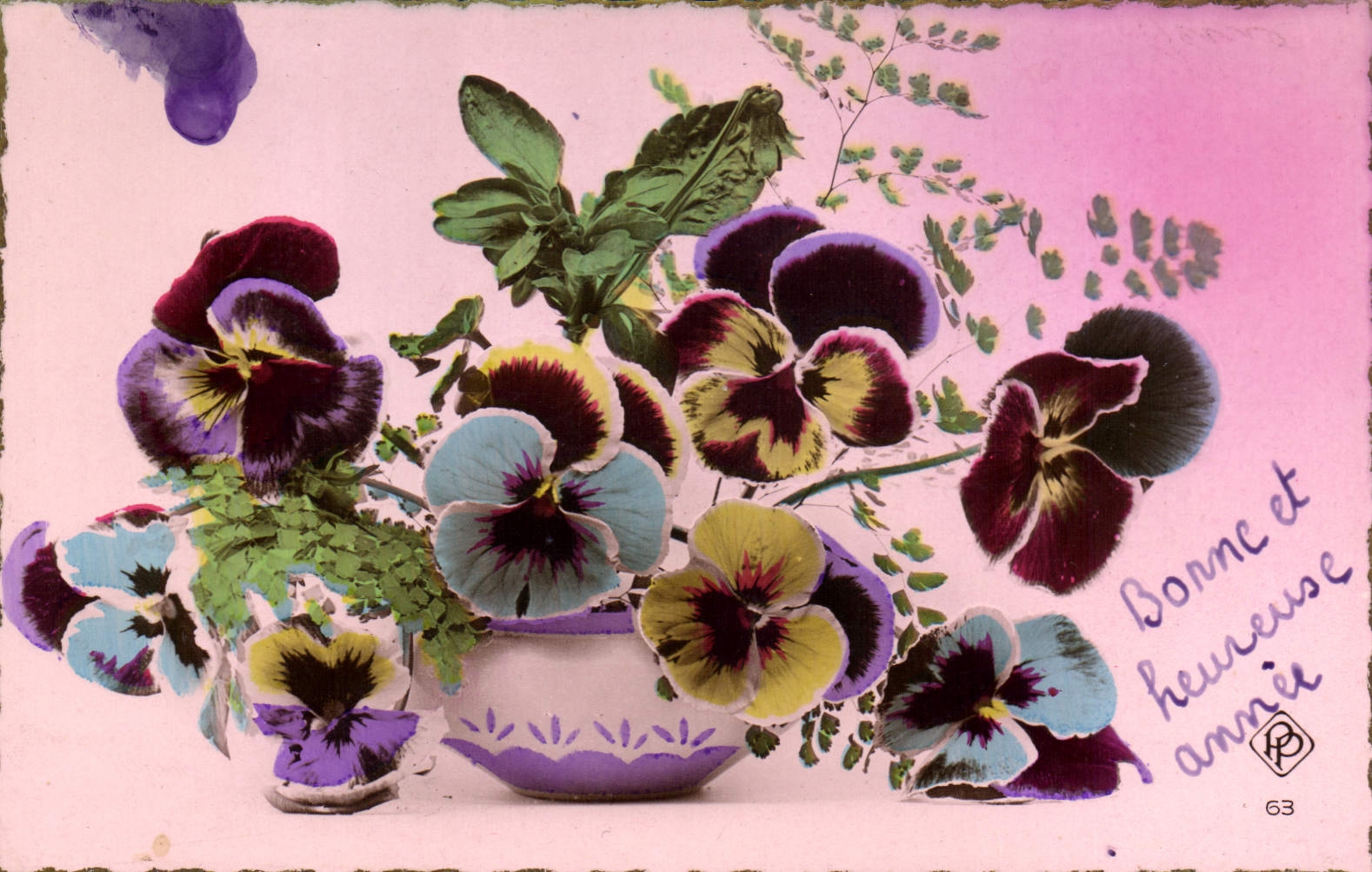CPA Bonne et Heureuse Annee Fleurs