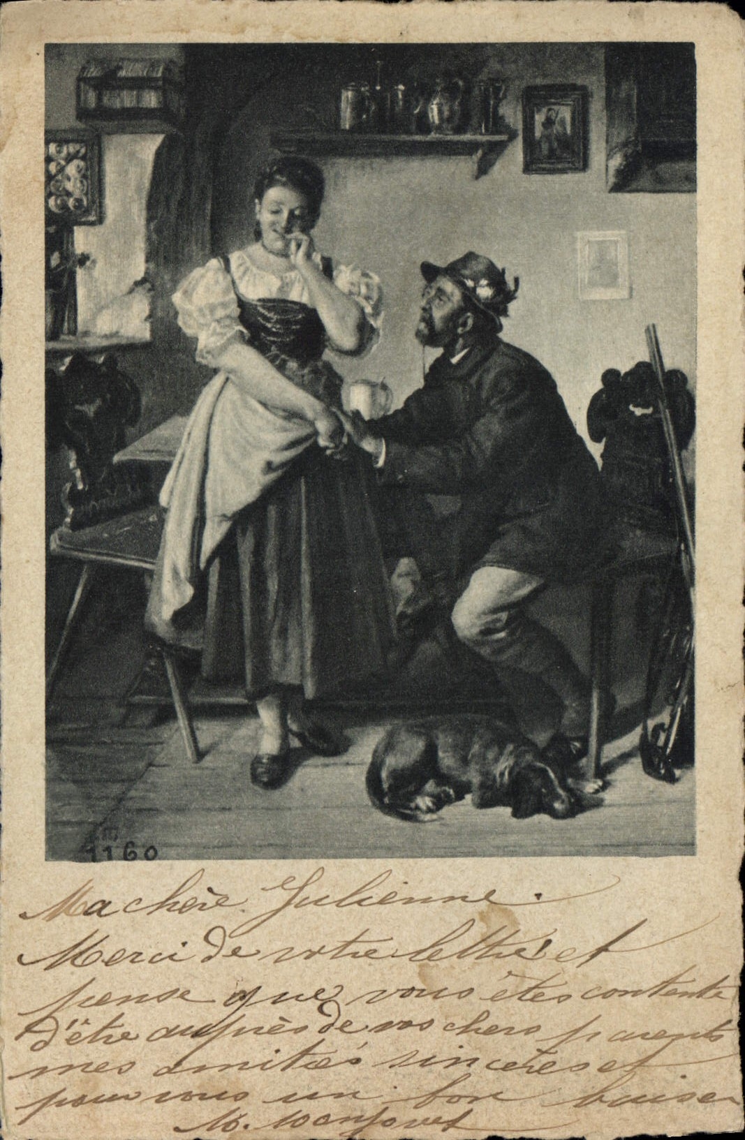 CPA Femme Chasse Chasseur