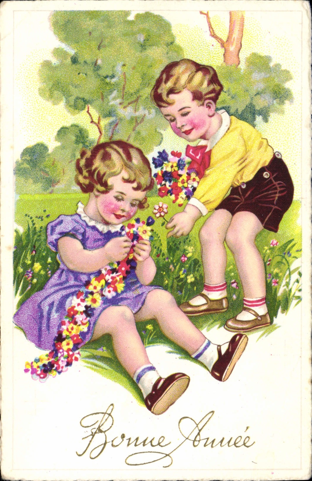 CPA Bonne Annee Enfants