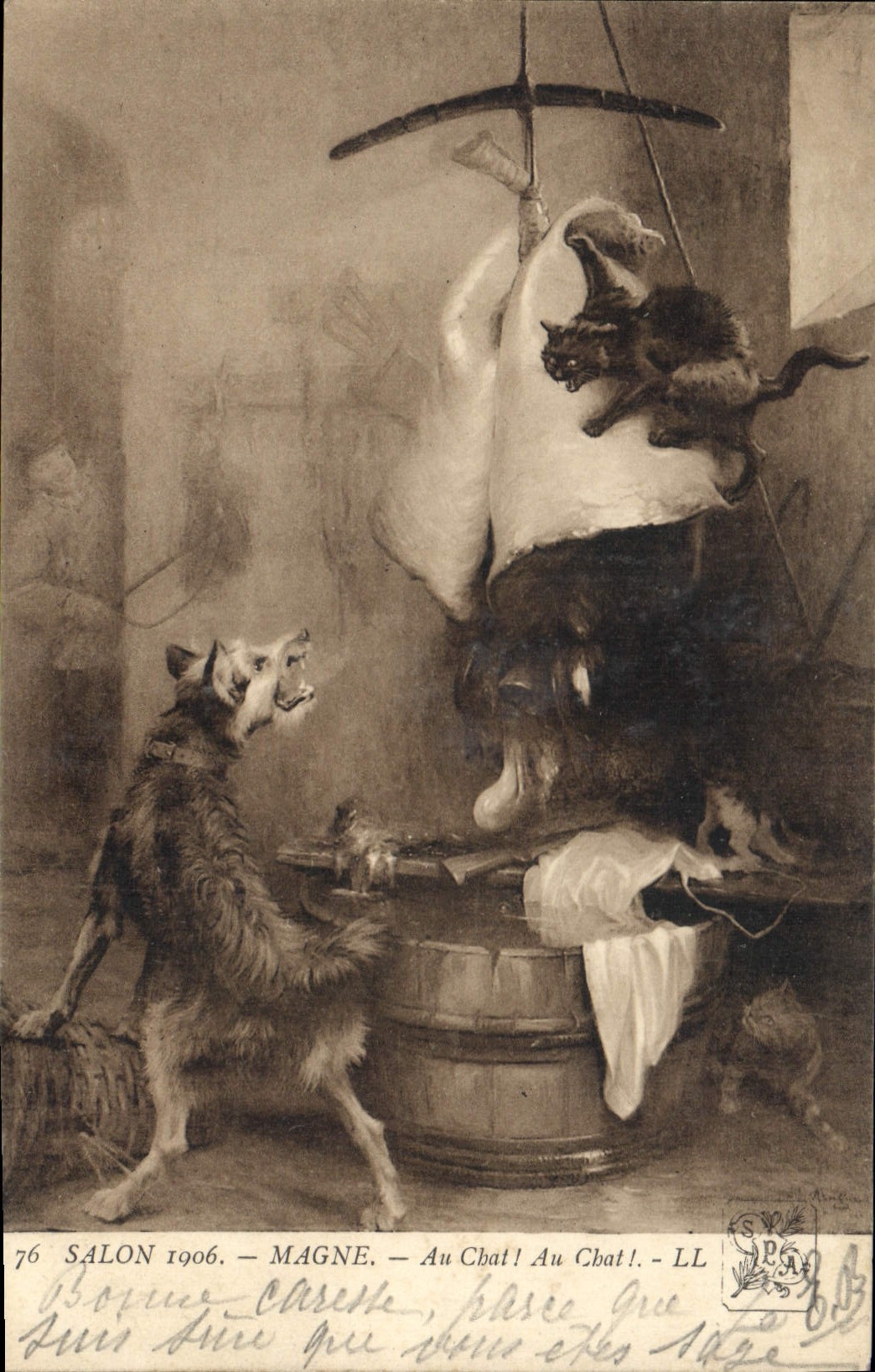 CPA Salon Magne Au Chat Au Chat Chien