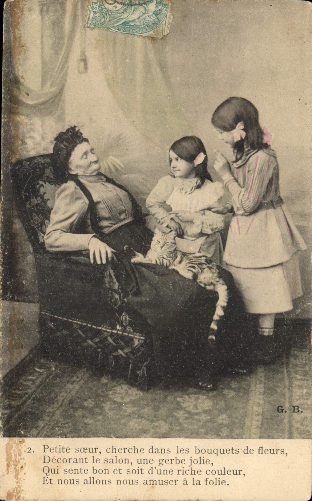 CPA Petite soeur Cherche dans les bouquets de fleurs 