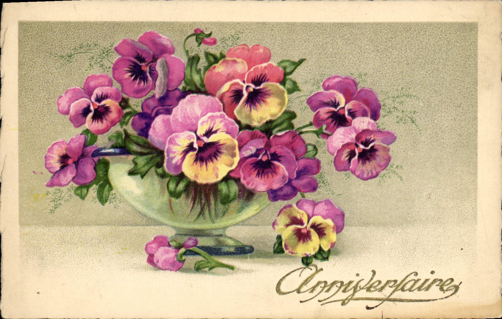 CPA Anniversaire Fleurs