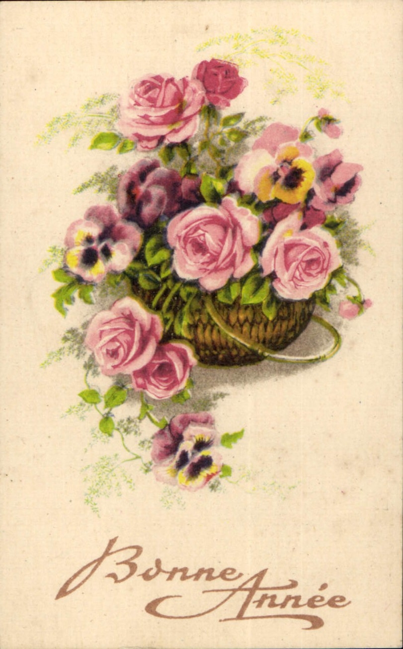CPA Bonne Annee Fleurs