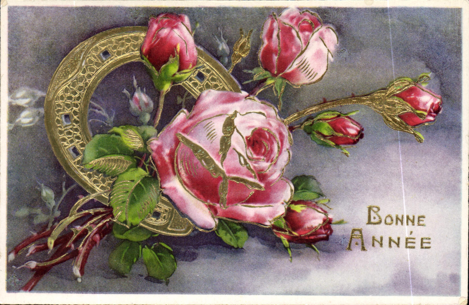 CPA Bonne Annee Fleurs