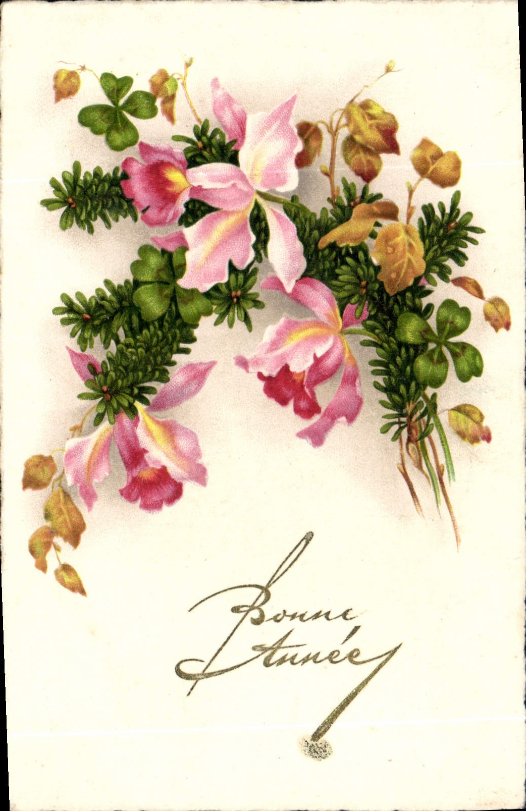 CPA Bonne Annee Fleurs