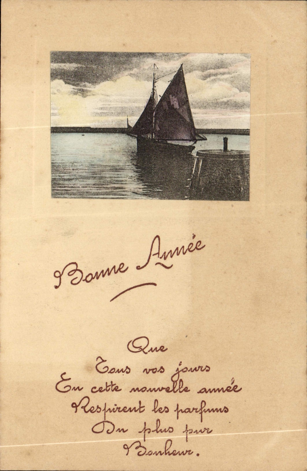 CPA Bonne Annee Bateau