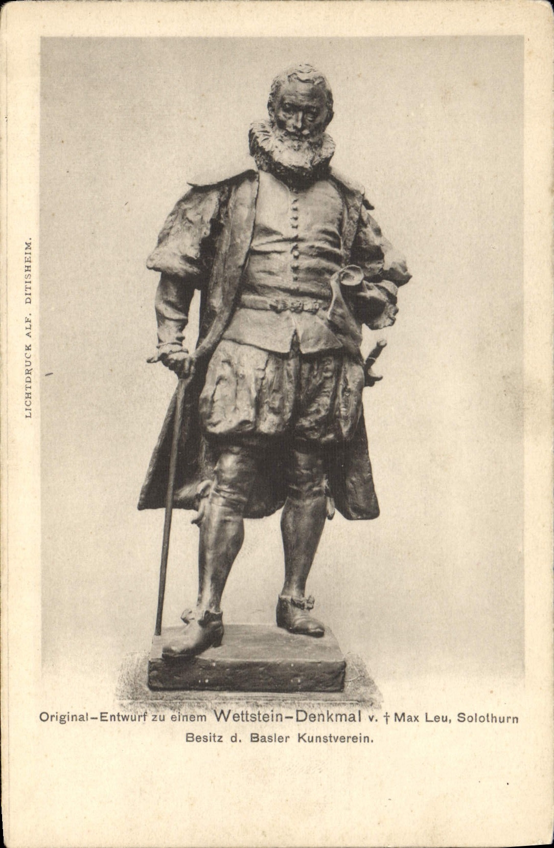 CPA Original Entwurf zu einem Wettstein Denkmal Max Leu Solothurn Besitz d. Basier Kunstverein 