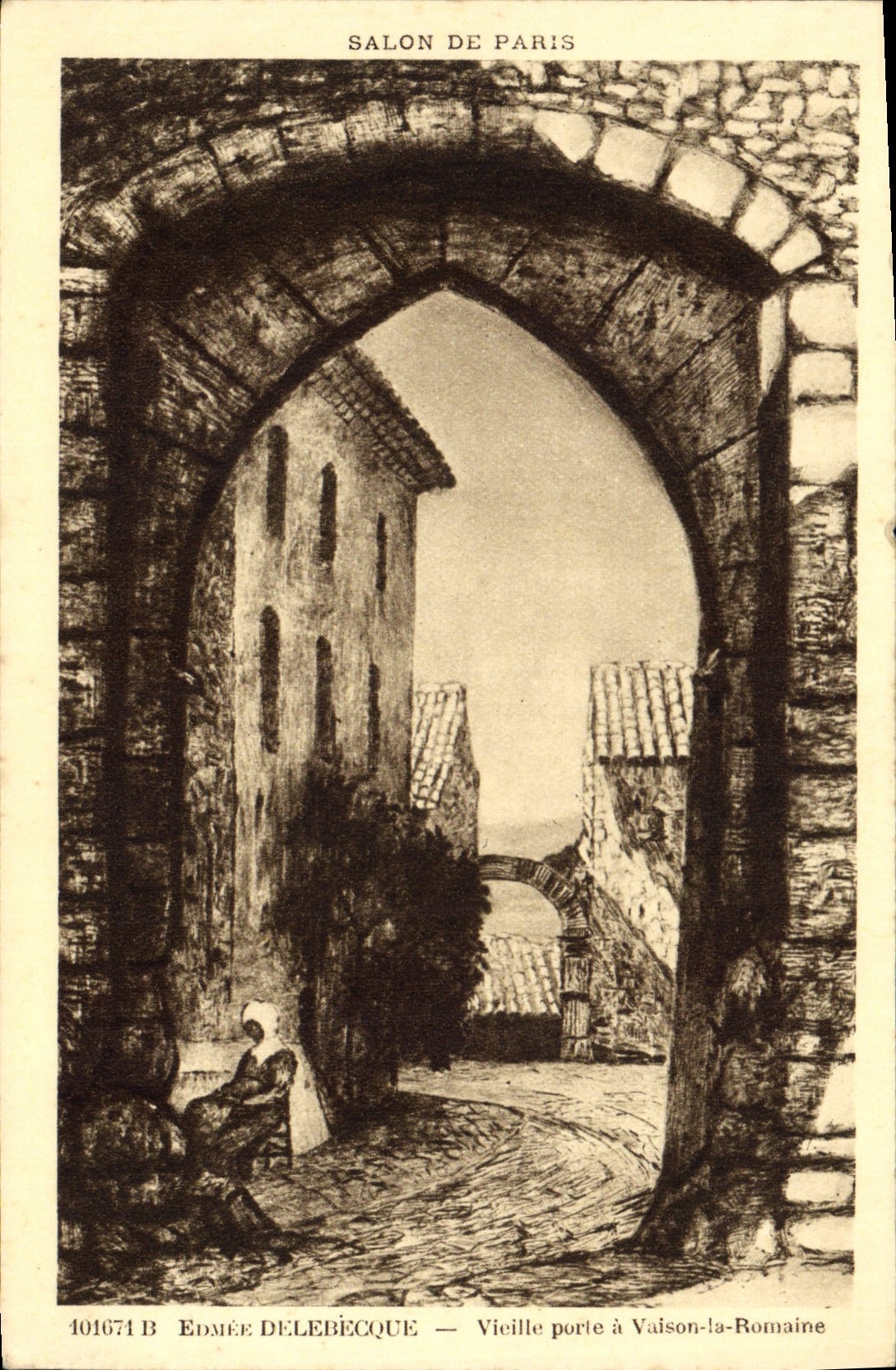CPA Edmee Delebecque Vieille Porte a Vaison la Romaine 