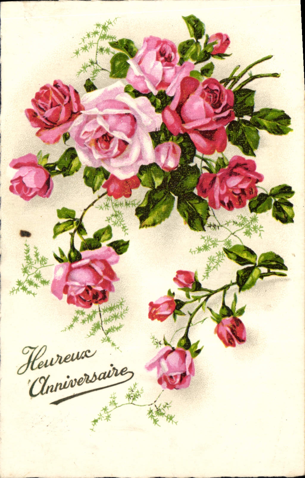 CPA Heureux Anniversaire Fleurs