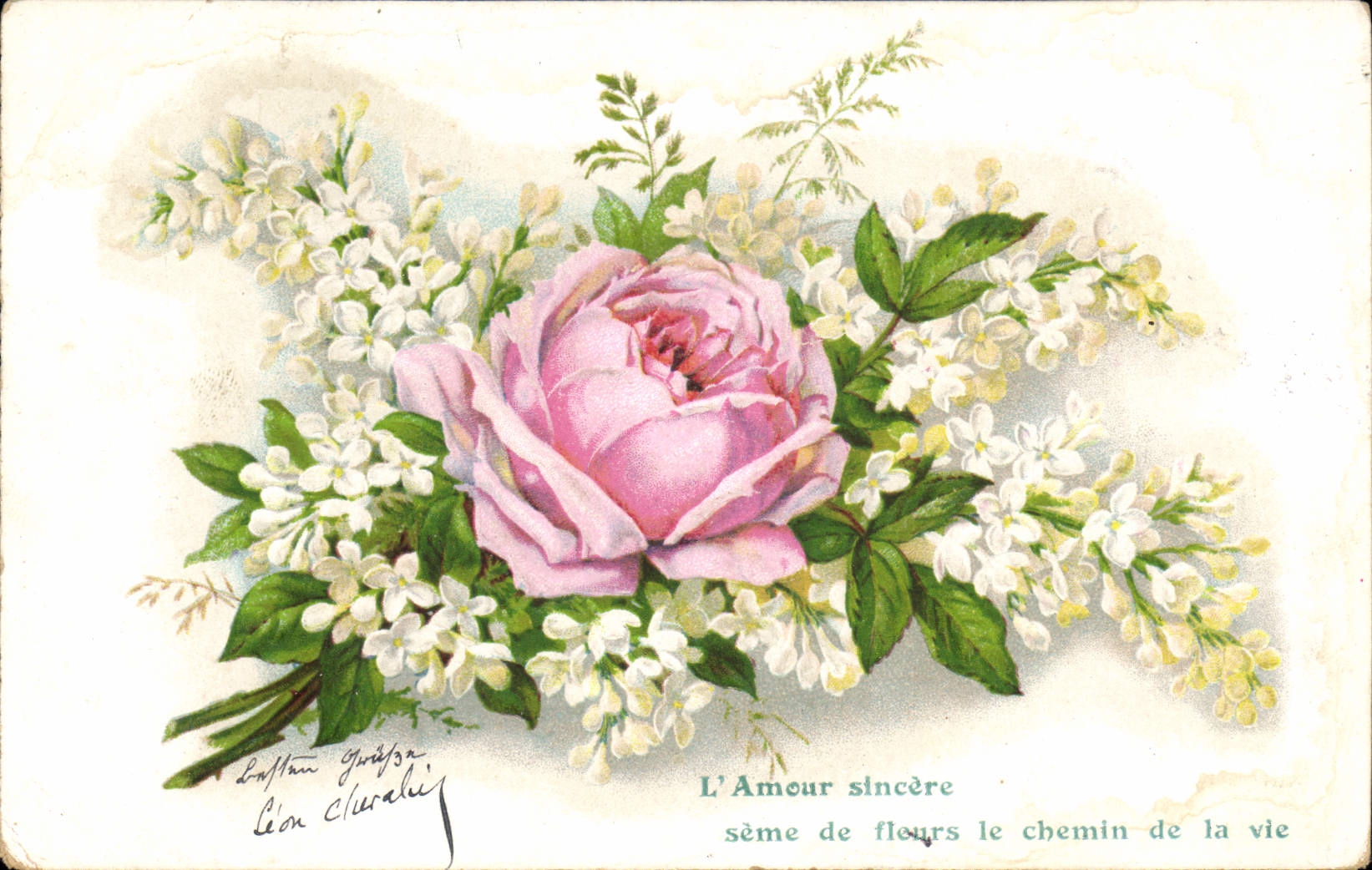 CPA L'Amour sincere seme de Fleurs le Chemin de la Vie Fleurs
