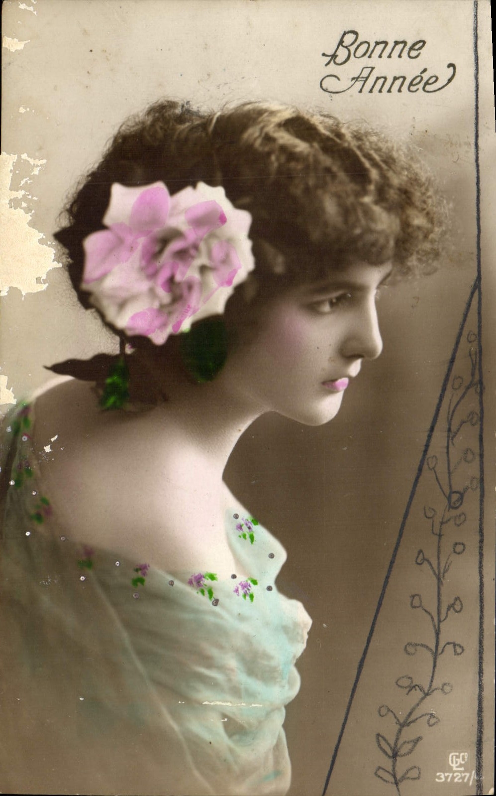 CPA Bonne Annee Femme